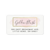 Blush Roze Waterverf & modern Gold Chic-adres Etiket (Voorkant)