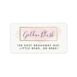 Blush Roze Waterverf & modern Gold Chic-adres Etiket