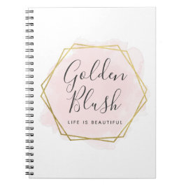 Blush roze Waterverf & Moderne Gold geometrische w Notitieboek