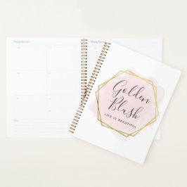 Blush roze Waterverf & Moderne Gold geometrische w Planner