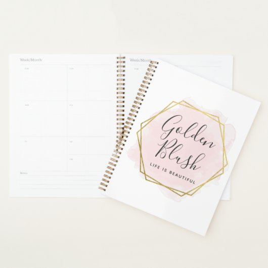 Blush roze Waterverf & Moderne Gold geometrische w Planner (Display)