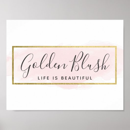 Blush roze Waterverf & Moderne Gold geometrische w Poster (Voorkant)
