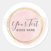 Blush roze Waterverf & Moderne Gold geometrische w Ronde Sticker (Voorkant)