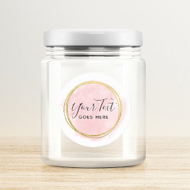 Blush roze Waterverf & Moderne Gold geometrische w Ronde Sticker