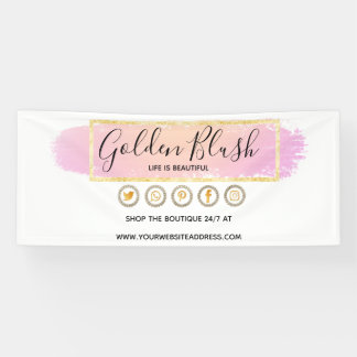 Blush roze Waterverf & Moderne Gold geometrische w Spandoek