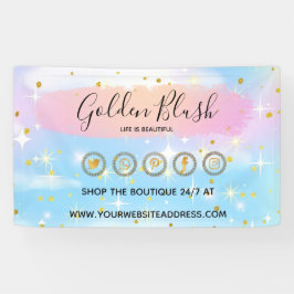 Blush roze Waterverf & Moderne Gold geometrische w Spandoek