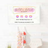 Blush roze Waterverf & Moderne Gold geometrische w Spandoek (Insitu)