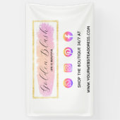 Blush roze Waterverf & Moderne Gold geometrische w Spandoek (Verticaal)