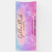 Blush roze Waterverf & Moderne Gold geometrische w Spandoek (Verticaal)