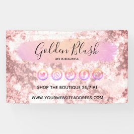 Blush roze Waterverf & Moderne Gold geometrische w Spandoek