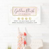 Blush roze Waterverf & Moderne Gold geometrische w Spandoek (Insitu)