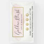 Blush roze Waterverf & Moderne Gold geometrische w Spandoek (Verticaal)