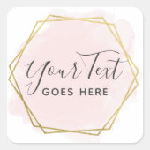 Blush roze Waterverf & Moderne Gold geometrische w Vierkante Sticker (Voorkant)