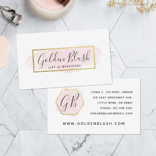 Blush roze Waterverf & Moderne Gold geometrische w Visitekaartje