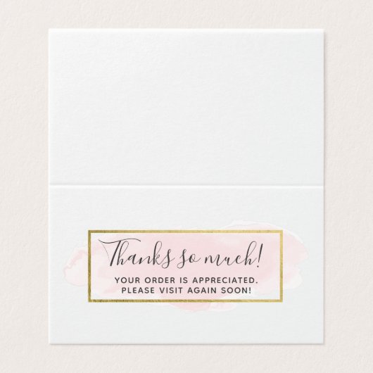 Blush roze Waterverf Moderne Gold Hartelijk dank Kaart (Buitenkant ongevouwen)
