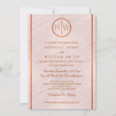 Blush Roze Waterverf Monogram Bruiloft 5 x 7 Kaart (Voorkant)