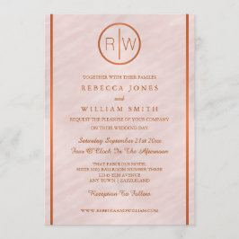 Blush Roze Waterverf Monogram Bruiloft 5 x 7 Kaart