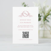 Blush Roze Waterverf Monogram QR Code/RSVP Online Informatiekaartje (Staand voorkant)