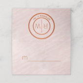Blush Roze Waterverf Monogram Tafels Plaatskaartje (Buitenkant ongevouwen)