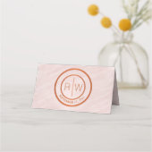 Blush Roze Waterverf Monogram Tafels Plaatskaartje (Achterkant)