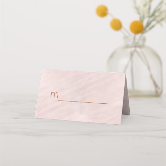 Blush Roze Waterverf Monogram Tafels Plaatskaartje (Voorkant)