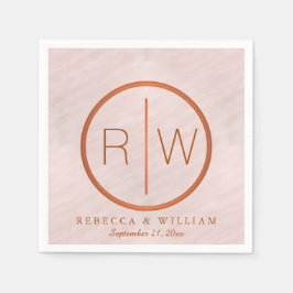 Blush Roze Waterverf Monogram Weddenschappen Servetten