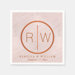Blush Roze Waterverf Monogram Weddenschappen Servetten