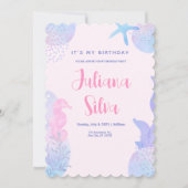 Blush Roze Waterverf onder Zee Birthday Kaart (Voorkant)