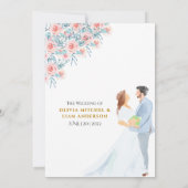 Blush roze Waterverf paar en Rozen bruiloft Kaart (Achterkant)