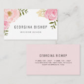 Blush Roze Waterverf pony's en Rozen Floral Visitekaartje (Voorkant / Achterkant)