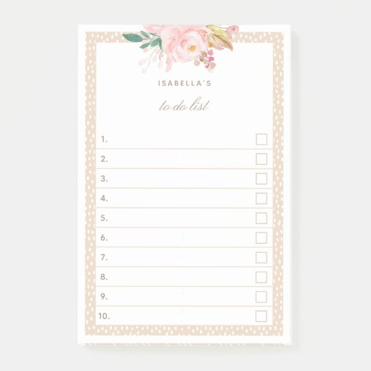 Blush roze Waterverf pony's genummerd om lijst te  Post-it® Notes (Voorkant)