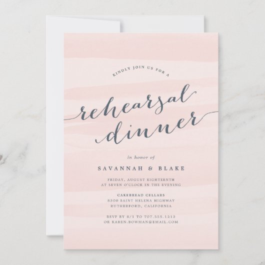 Blush Roze Waterverf repetitie Inwendige uitnodigi Kaart (Voorkant)