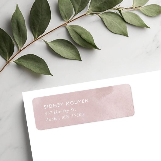 Blush Roze Waterverf Return Address Etiket