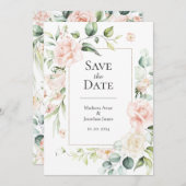 Blush roze Waterverf Romantic Floral Wedding Save The Date (Voorkant / Achterkant)
