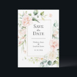 Blush roze Waterverf Romantic Floral Wedding Save The Date<br><div class="desc">Romantic waterverf roze bloemen met script maken een mooie "save the date" voor je speciale dag.</div>