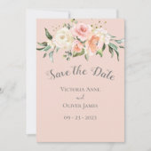 Blush roze Waterverf Romantic Floral Wedding Save The Date (Voorkant)