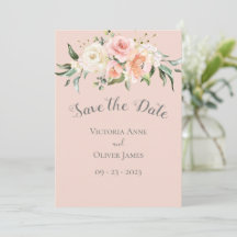 Blush roze Waterverf Romantic Floral Wedding