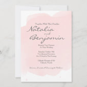 Blush Roze Waterverf Romantische bruiloft uitnodig Kaart (Voorkant)