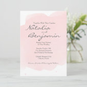 Blush Roze Waterverf Romantische bruiloft uitnodig Kaart (Staand voorkant)