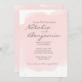 Blush Roze Waterverf Romantische bruiloft uitnodig Kaart (Voorkant / Achterkant)