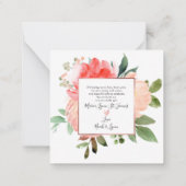 Blush Roze Waterverf Roos Baby Opmerkingskaart Notitiekaartje (Achterkant)