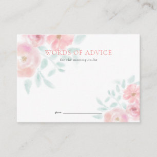 Blush roze Waterverf Roos Baby shower Advice Card Informatiekaartje