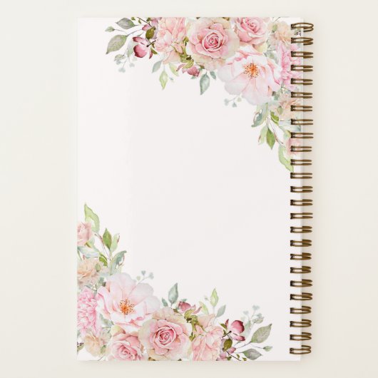 Blush Roze Waterverf Roos Bloem Bloemen Todo Lijst Notitieboek (Achterkant)