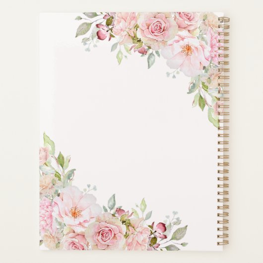 Blush Roze Waterverf Roos Bloem Elegant Planner (Achterkant)