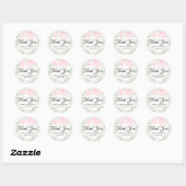 Blush roze Waterverf Roos dank u bruiloft Ronde Sticker (Vel)