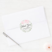 Blush roze Waterverf Roos dank u bruiloft Ronde Sticker (Envelop)