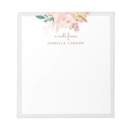 Blush Roze Waterverf Roos Floral Bouquet omlijst Notitieblok