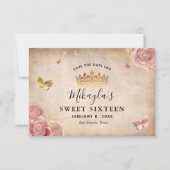 Blush roze Waterverf Roos Gold Elegant Red de D Save The Date (Voorkant)