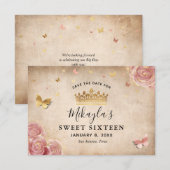 Blush roze Waterverf Roos Gold Elegant Red de D Save The Date (Voorkant / Achterkant)