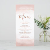 Blush Roze Waterverf Roos Goud Lijst Bruiloft Menu (Staand voorkant)